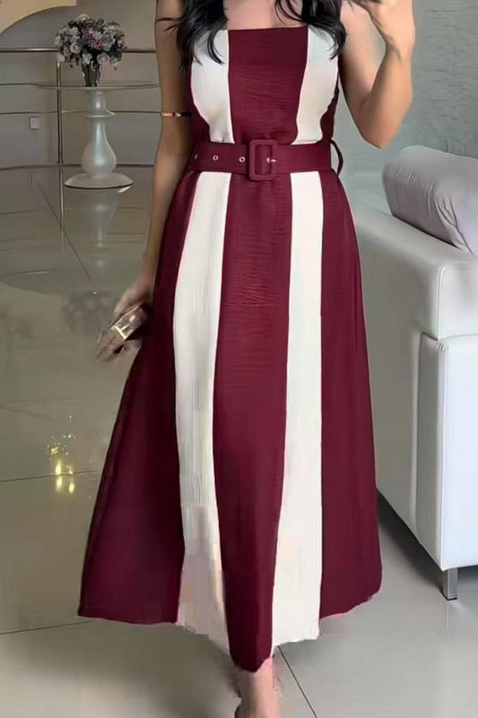 CWDMD5839_SLEEVELESS COLORBLOCK LONG SLING DRESS