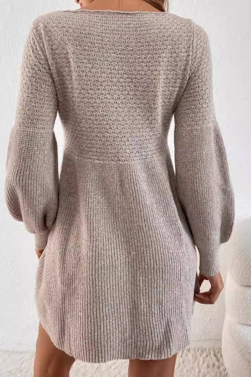 CWDSD10881_CASUAL LOOSE LANTERN SLEEVE KNIT DRESS