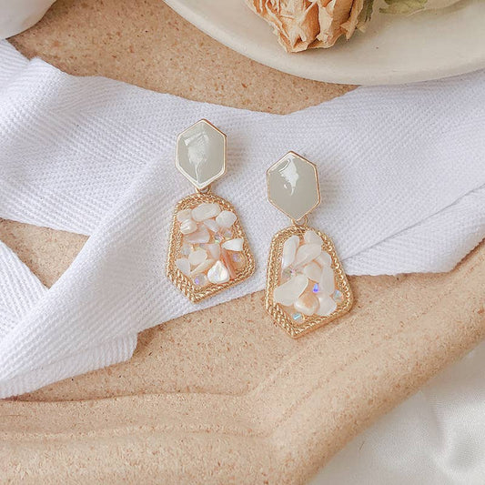 S925 silver needle crushed stone stud earrings