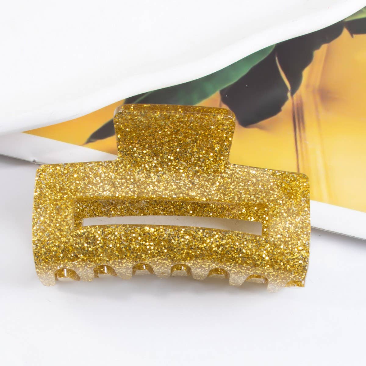 CWAHA1437_GLITTER POWDER RECTANGLE GENTLE HAIR CLAW CLIP