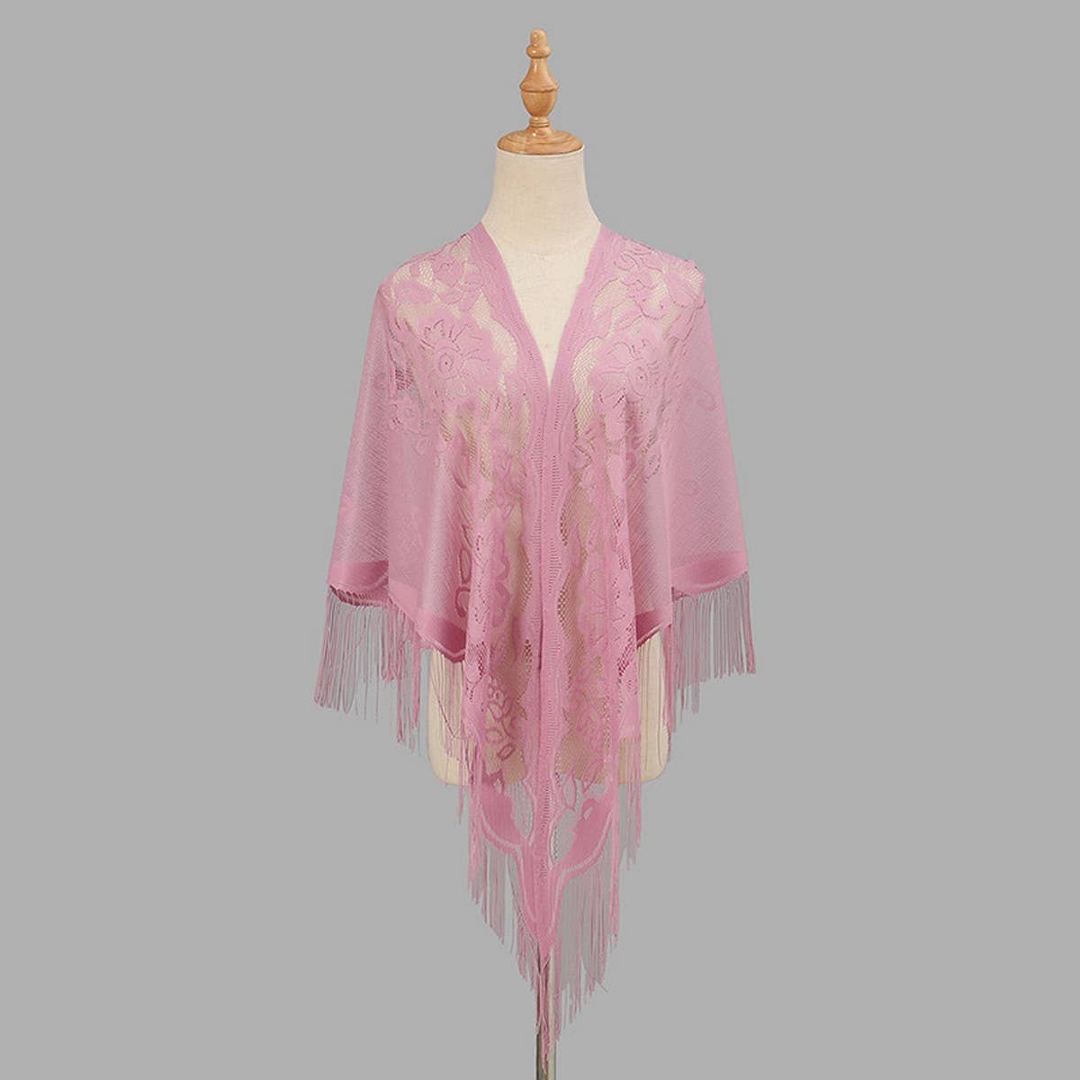 Breathable Tassel Triangle Scarf - Hollow Knit Wrap_CWMM1993