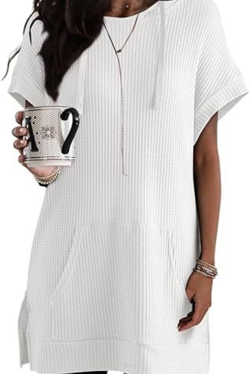 CWDSD4920_SUMMER DRAWSTRING HOODED DRESS SHORT