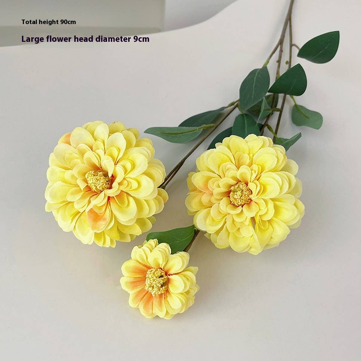 Faux Long-Stem Marigold Peony Flower for Decor