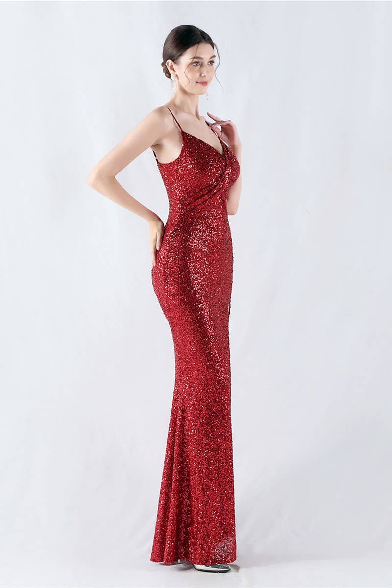 CWDMD4825_ELEGANT SEXY HIGH-SLIT SLING EVENING DRESS