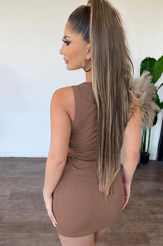 CWDSD7475_SLIM FITTING HOLLOW WAIST SLEEVELESS DRESS