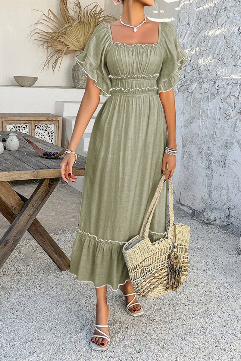 CWDMD5355_SUMMER BOHEMIAN CASUAL HOLIDAY CONTRAST DRESS