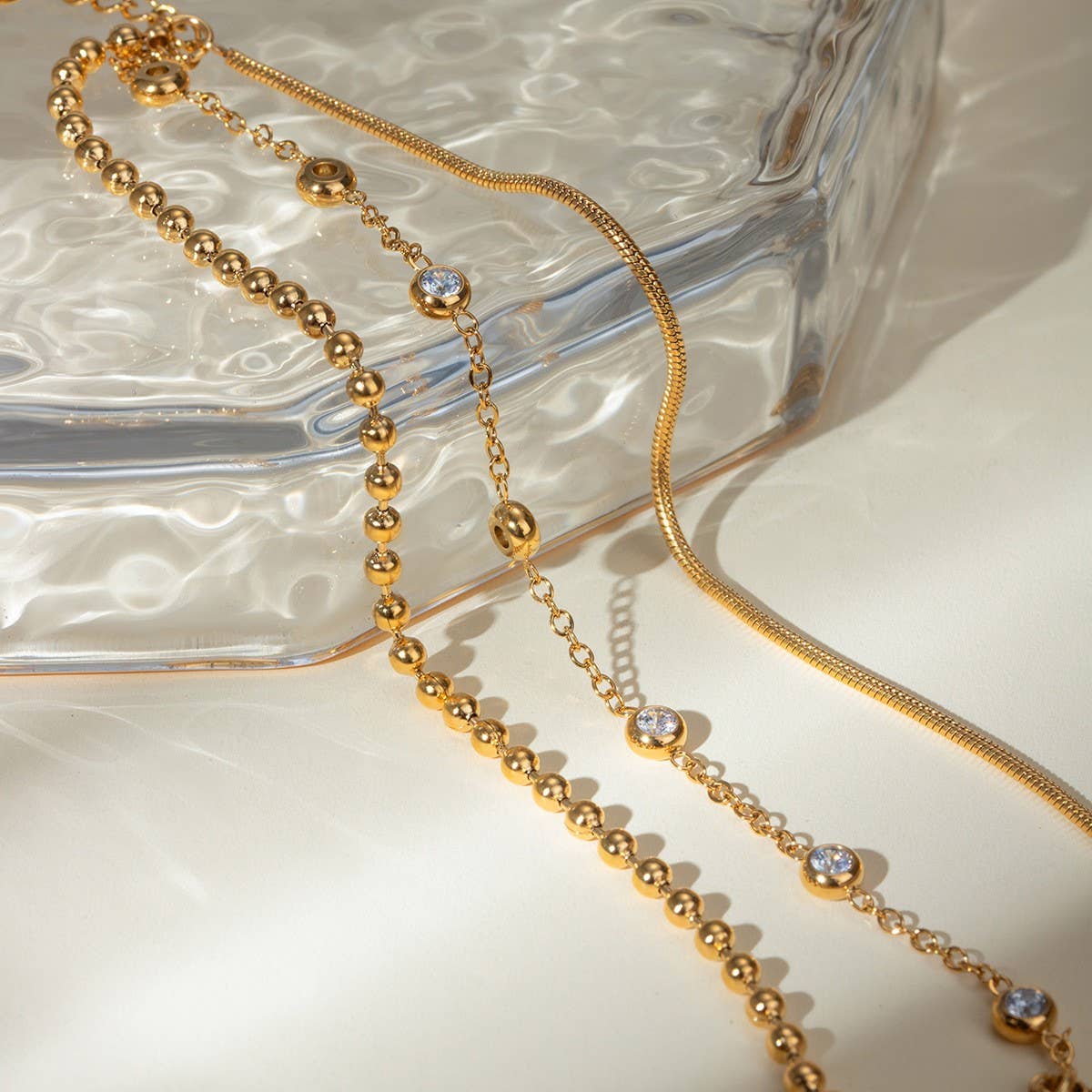 Vintage Multi-Layer Zircon Bracelet in Titanium