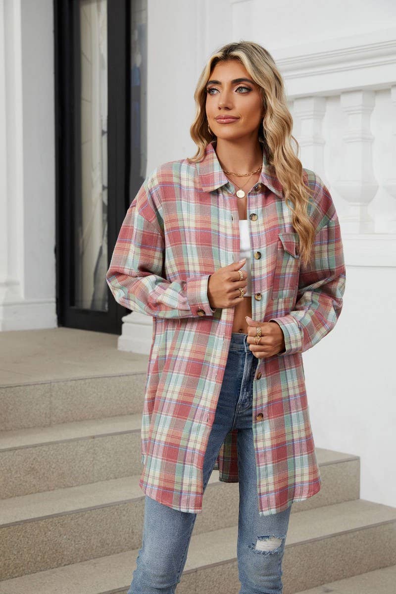 CWTSTL1296_CASUAL PLAID BRUSHED LONG SLEEVE SHIRT