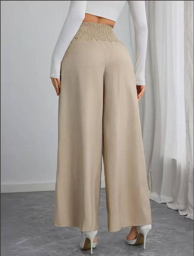COMMUTER SOLID CHAIN SPANKING WIDE-LEG PANTS