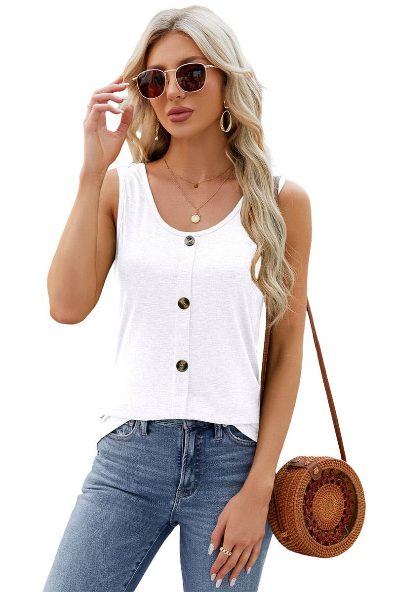 CWTBLSL0097_Round Neck Button Detailed Sleeveless Top