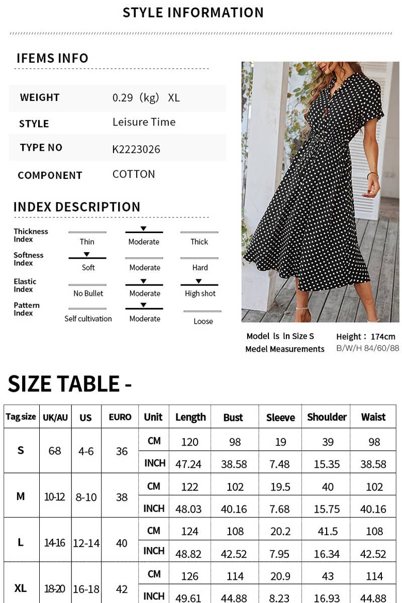 CWDMD6451_SUMMER POLKA DOT ALL-MATCH SHIRT DRESS