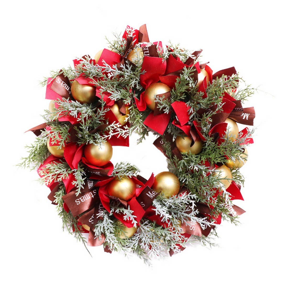 Christmas Ball Greenery Ribbon Wreath Wall Decor_CWMM9902