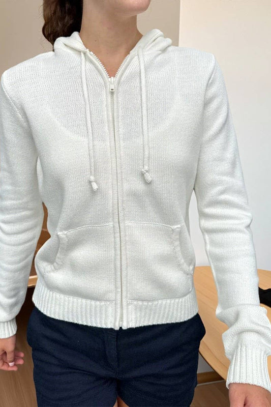 CWOCAL00752_SOLID ZIP UP HOODED KNIT CARDIGAN