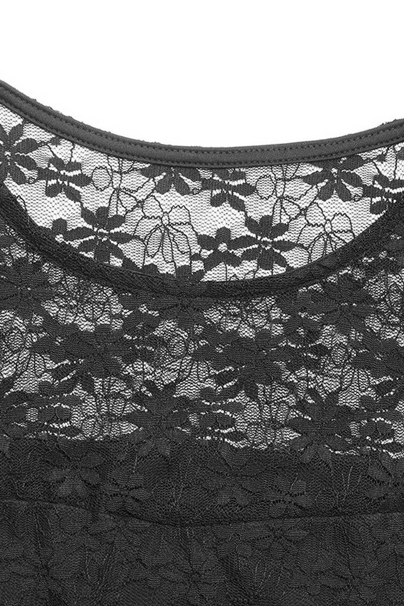 CWTBLS2001_SOLID SLIM FIT LACE PATCHWORK SEXY CASUAL TEE