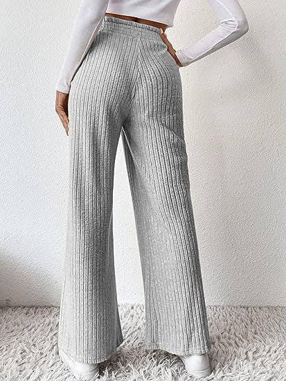 CASUAL LOOSE HIGH-WAISTED KNITTED PANTS