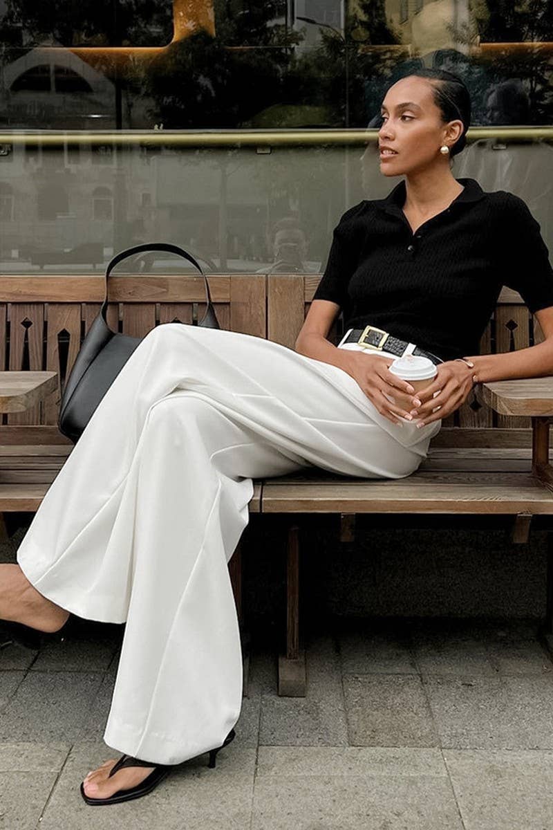 CWBLP1712_WHITE HIGH WAIST CASUAL WIDE LEG TROUSERS