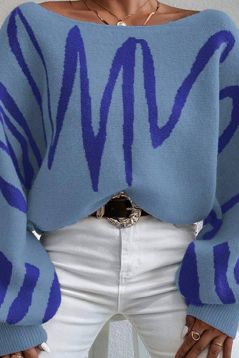 CWOSWL6264_BALLOON SLEEVE LOOSE KNIT PULLOVER SWEATER