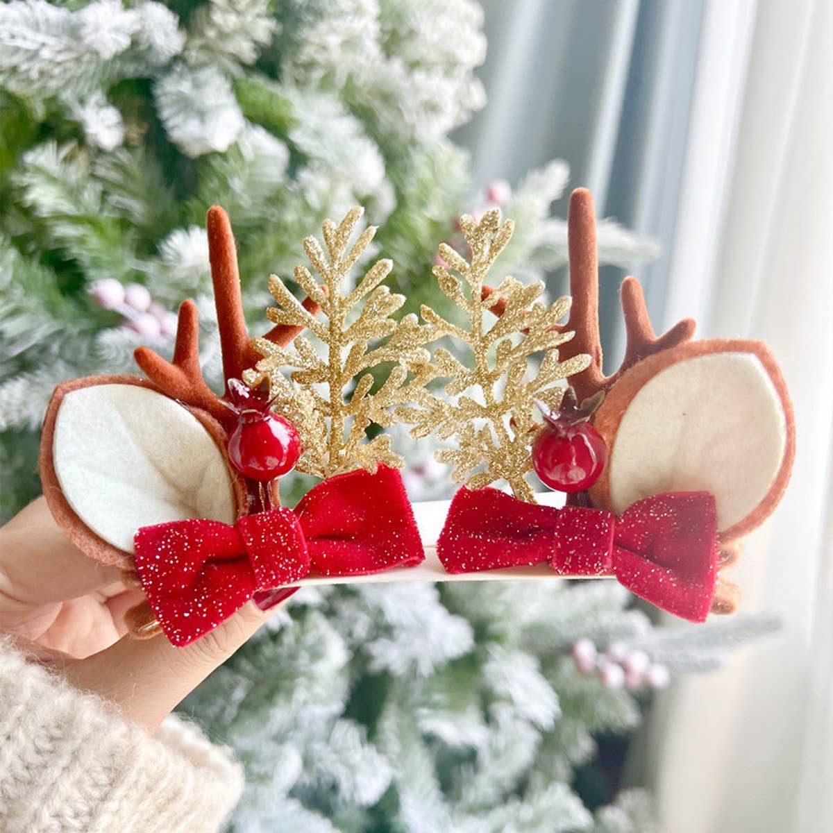 CHRISTMAS CUTE ELK ANTLER HEAD ORNAMENT HAIRPIN