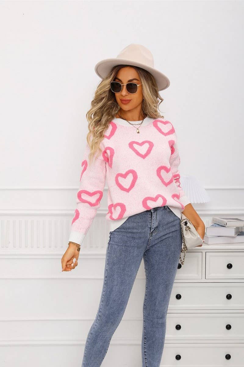 CWOSWL07592_VALENTINE HEART COLORBLOCK CREWNECK SWEATER