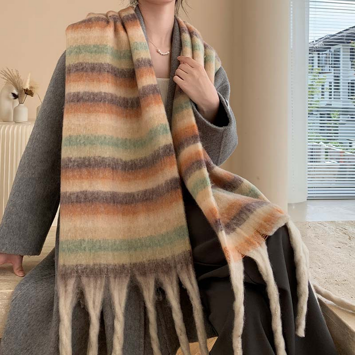 Plush AC Scarf ??Thick Soft Winter Wrap_CWASC2701