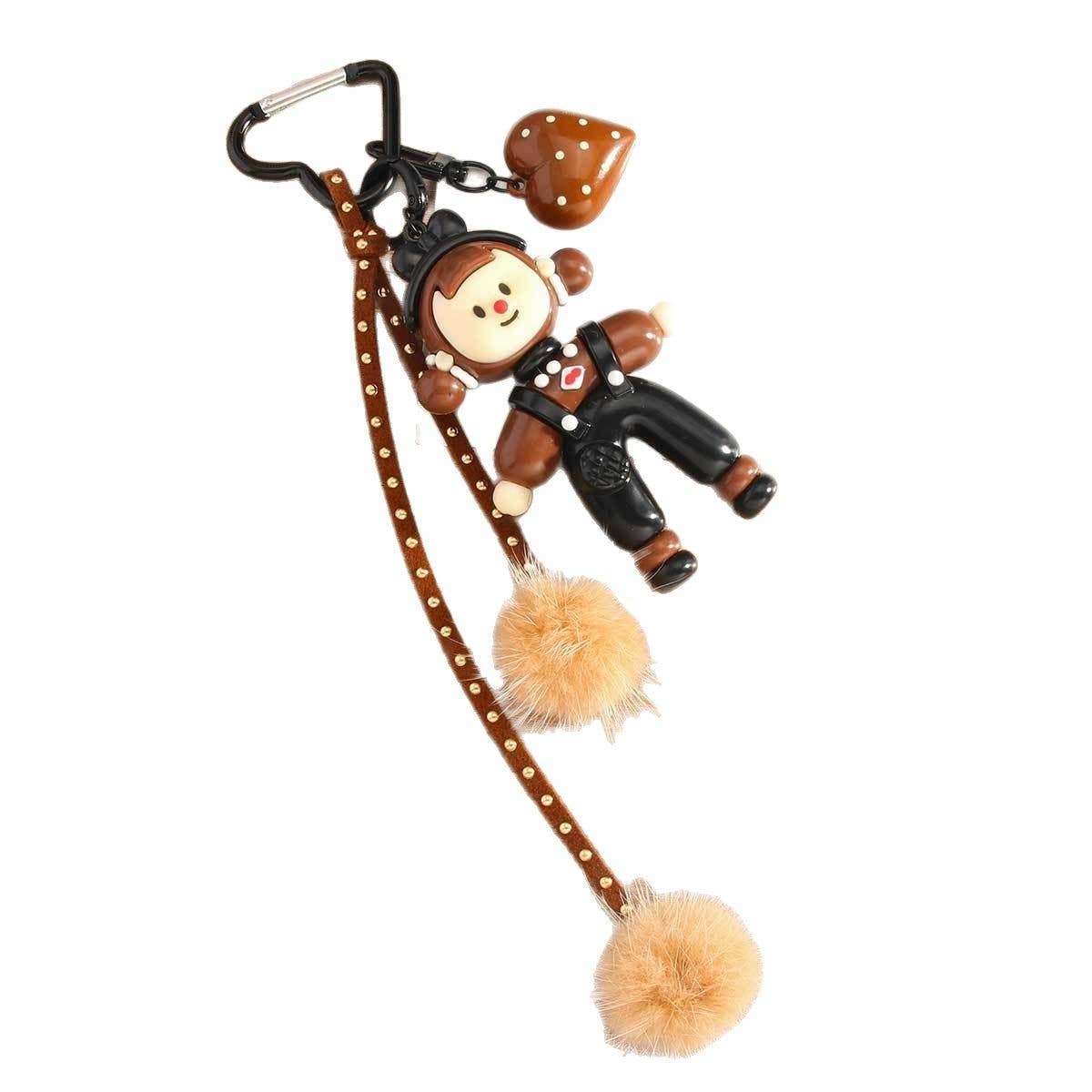 Cute Split Girl Doll Keychain with Heart Charm