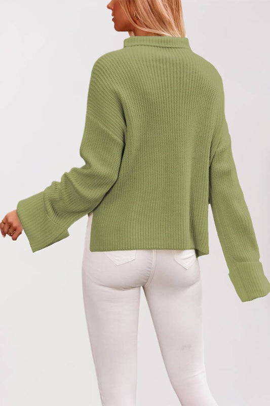 CWOSWL5851_LONG-SLEEVED SWEATER WITH SLIT FLARED SLEEVES
