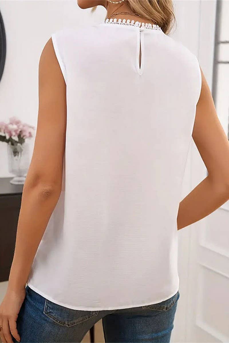 CWTTSL0354_LACE SOLID COLOR SLEEVELESS T-SHIRT
