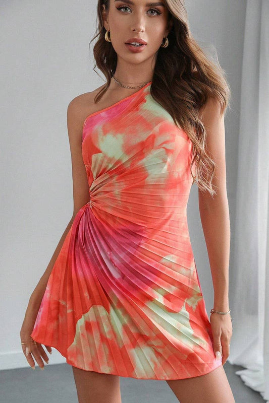 CWDSD7568_NEW SEXY HOT GIRL STYLE PRINTED PLEATED DRESS