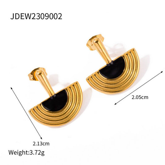 CLASSIC RETRO HALF DISC PATTERN EARRINGS