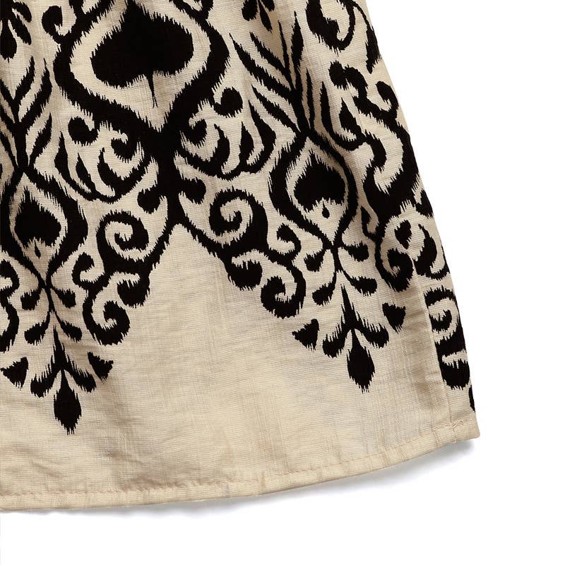 Casual V-neck high-waisted ethnic-style dress