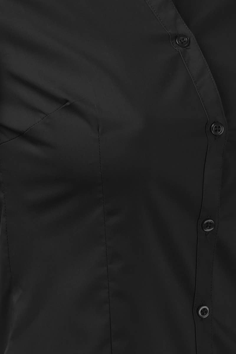 CWTSTL709_3/4 Sleeve Button Down Collar Shirt Blouse