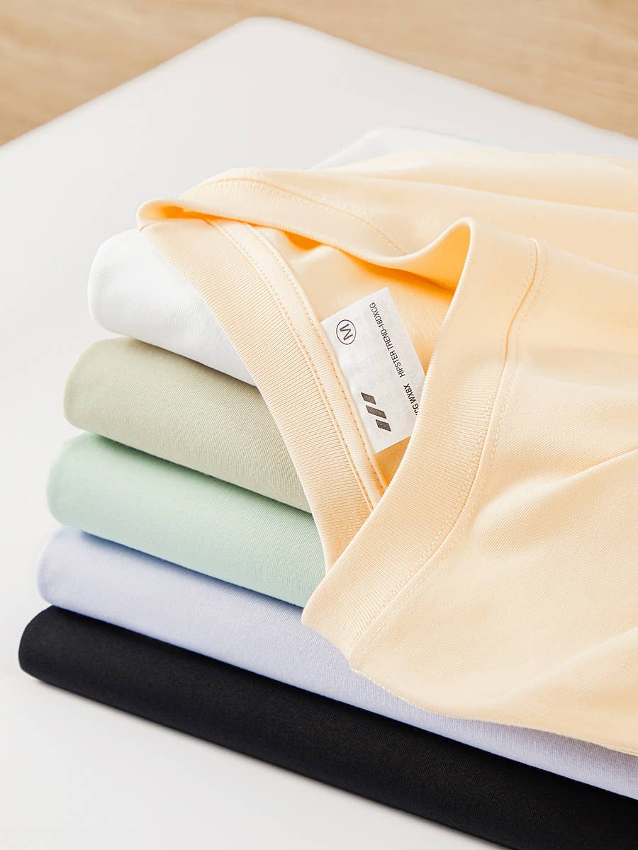 CWTTS0922_SOLID COLOR LOOSE CASUAL ROUND NECK T SHIRT