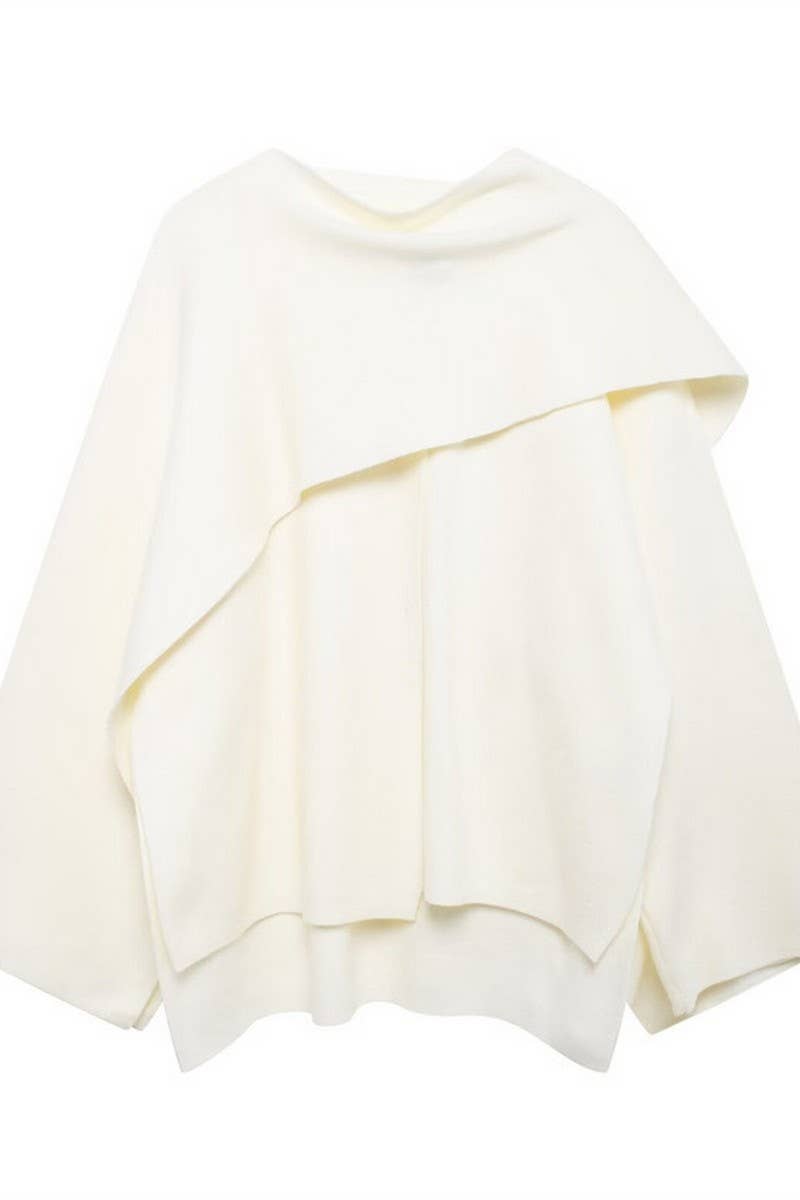 CWOCO1095_SOLID COLOR TEMPERAMENT CAPE STYLE LOOSE COAT