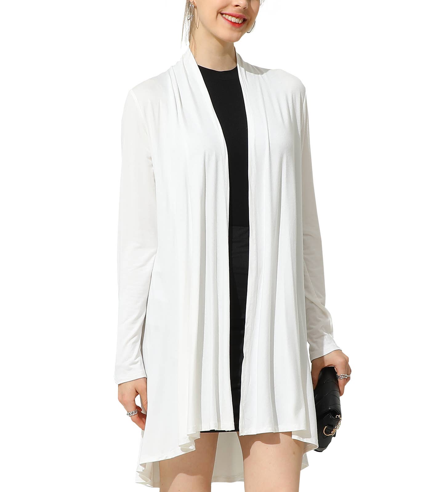 AWTL074_Long Sleeve Casual Open Front Long Cardigan