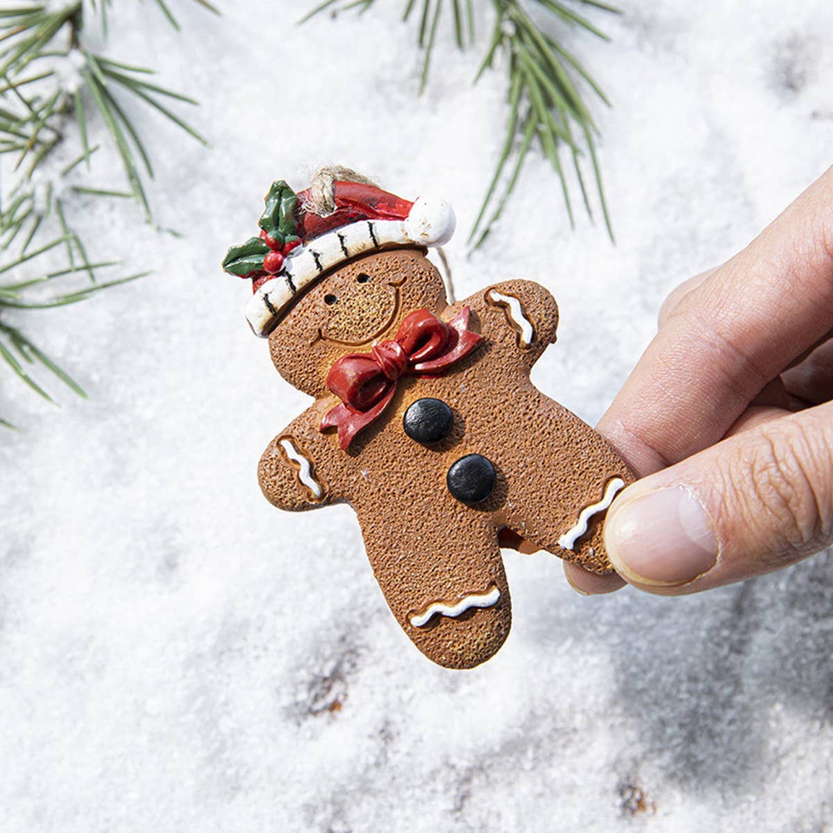 Painted Resin Gingerbread Xmas Tree Hanging Decor_CWMM9789