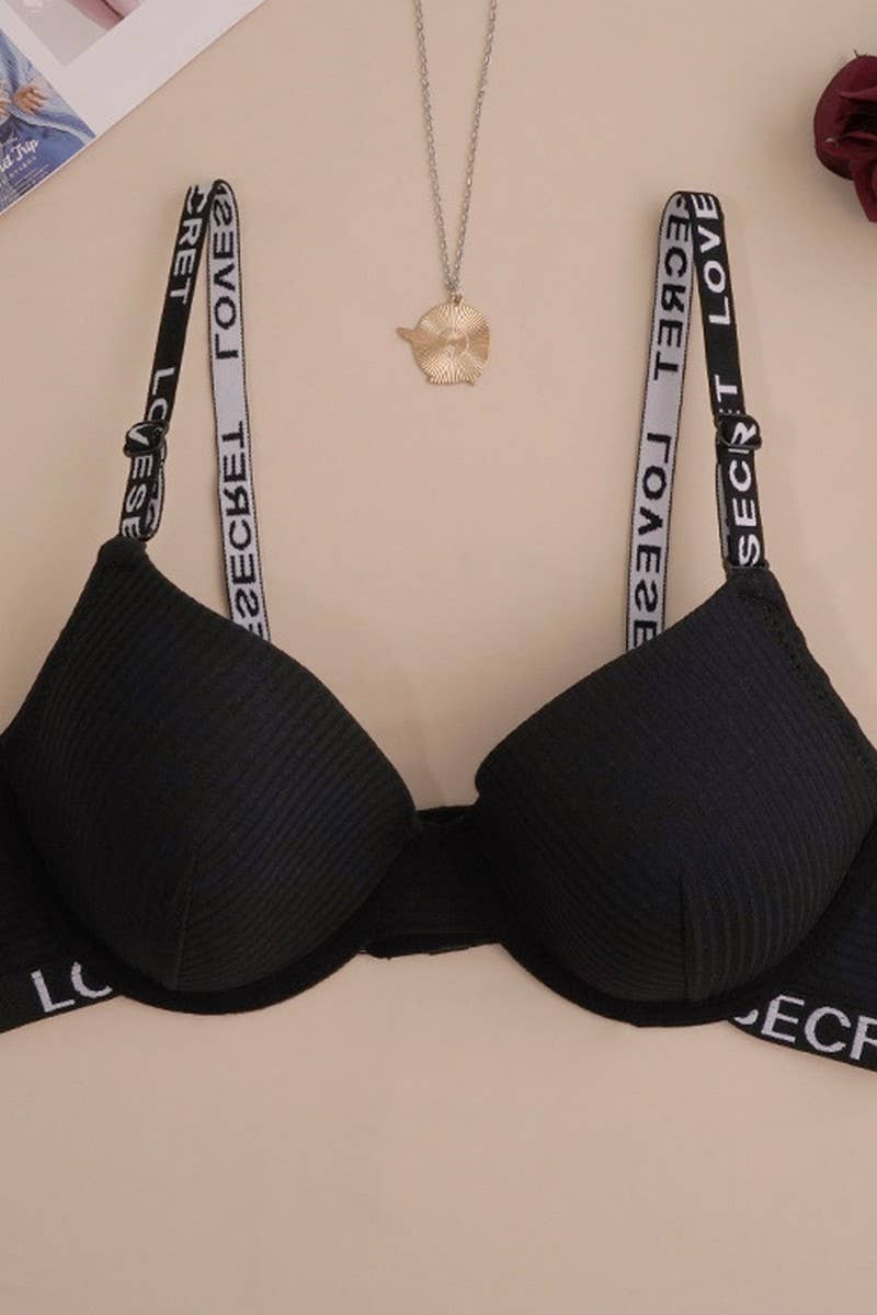 CWMU00283_BLACK COTTON UNDERWIRE FASHION ADJUSTABLE BRA
