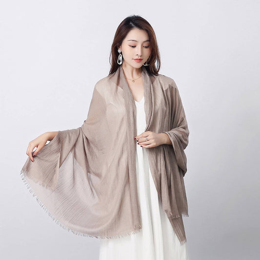SOLID COLOR LONG LIGHTWEIGHT SCARF WRAP SHAWL_CWASC0204