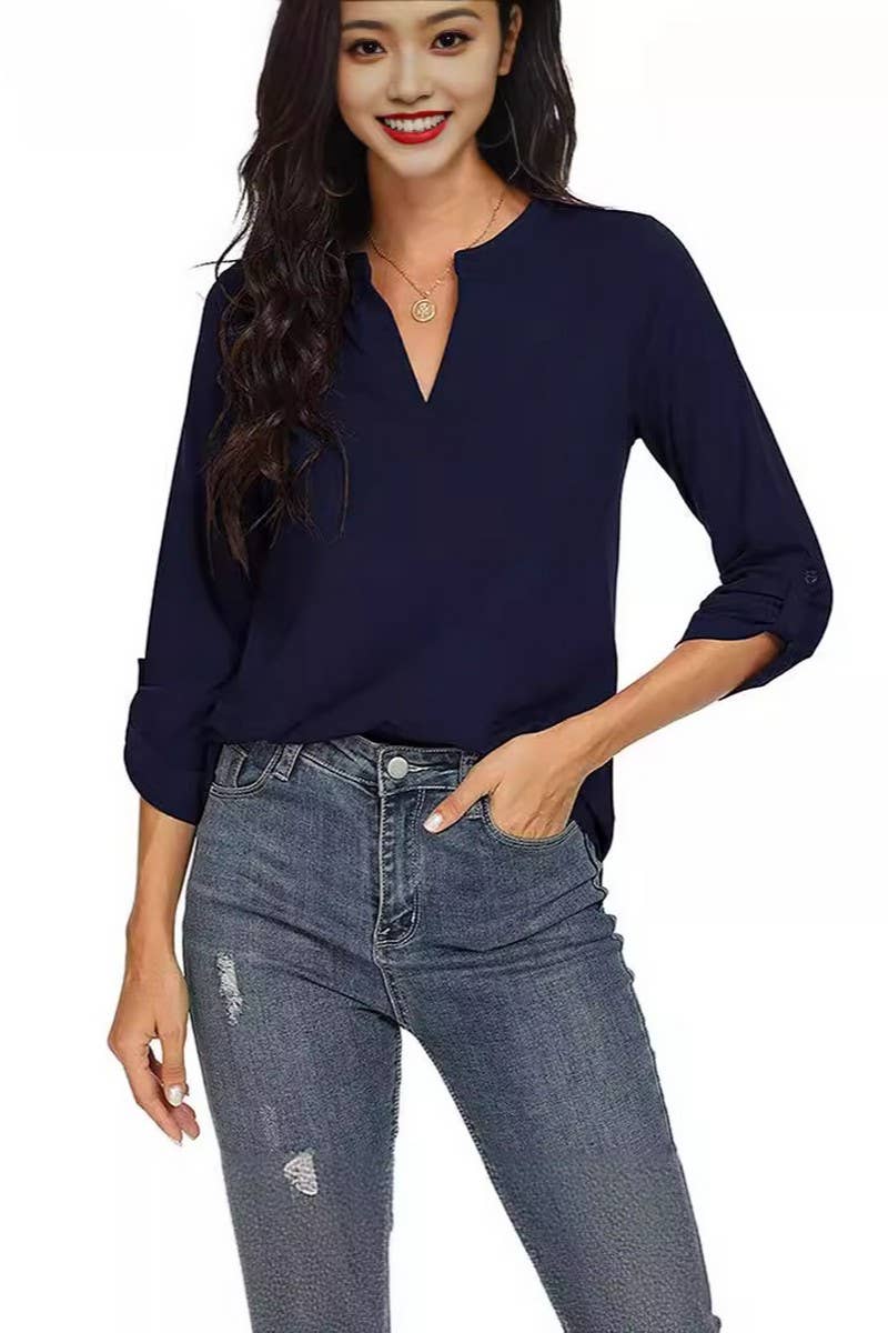 CWTTL01009_SUMMER LOOSE CASUAL THREE-QUARTER SLEEVE T-SHIRT