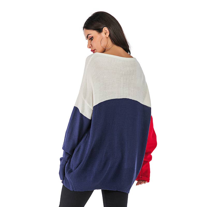 A THIN V-NECK SWEATER WITH A SLOUCHY PULLOVER