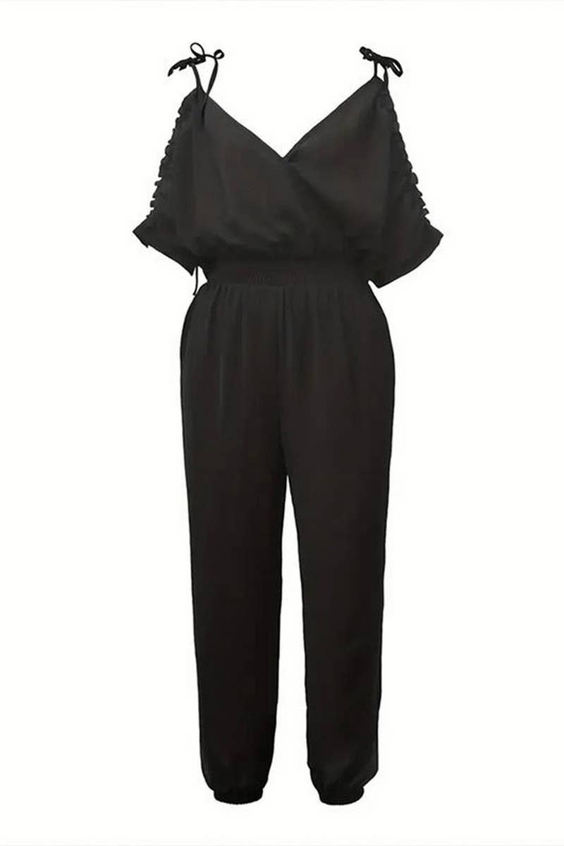 CWSBSS0059_STRAPLESS CROSS-NECK LOOSE WAIST JUMPSUIT