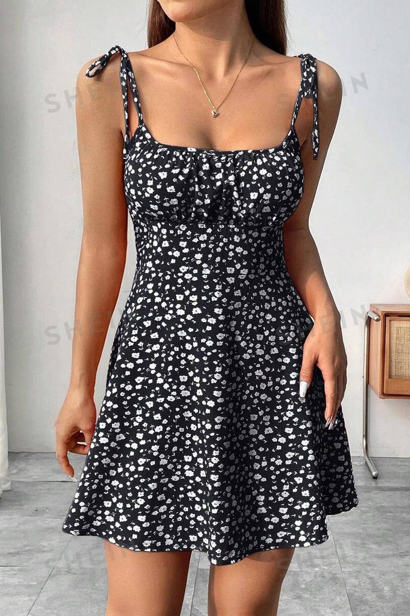 CWDSD8304_SUMMER FLORAL PRINT SPAGHETTI STRAP DRESS