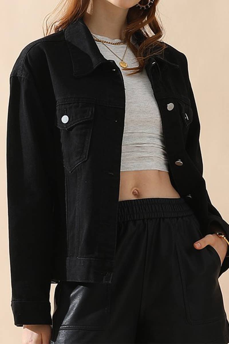 CWJJ065_CASUAL BUTTON DOWN DENIM JACKET