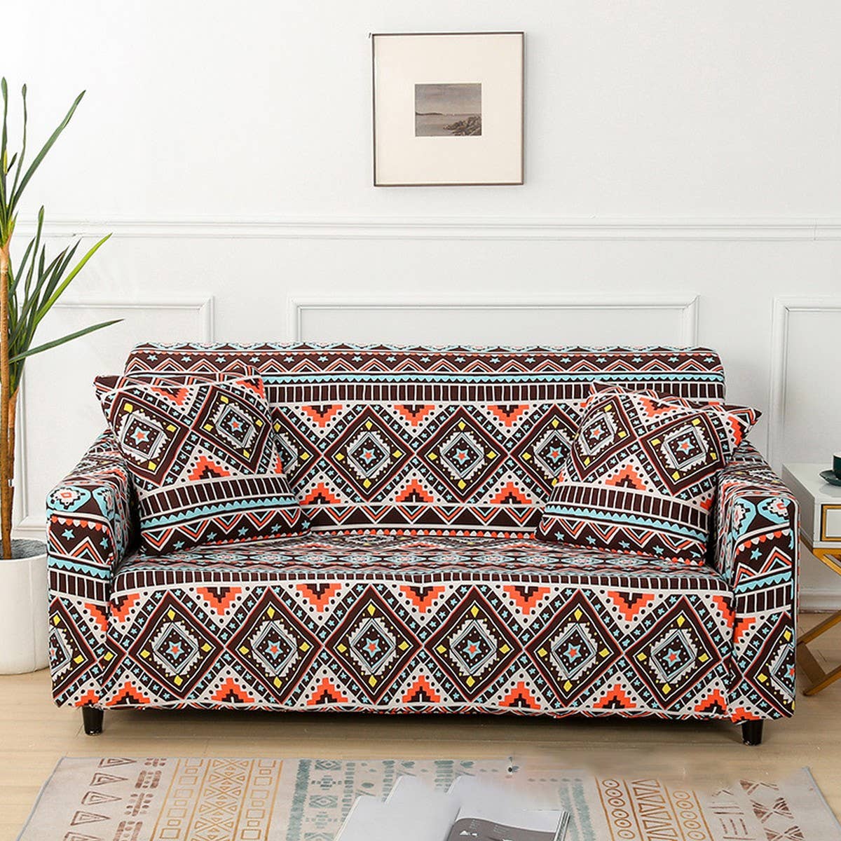 Modern Knit Sofa Cover, Stretch Fit, Solid Color