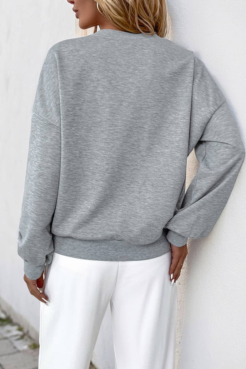 CWTBLL2319_BEADED ROUND NECK HOLLOW PULLOVER SWEATSHIRT