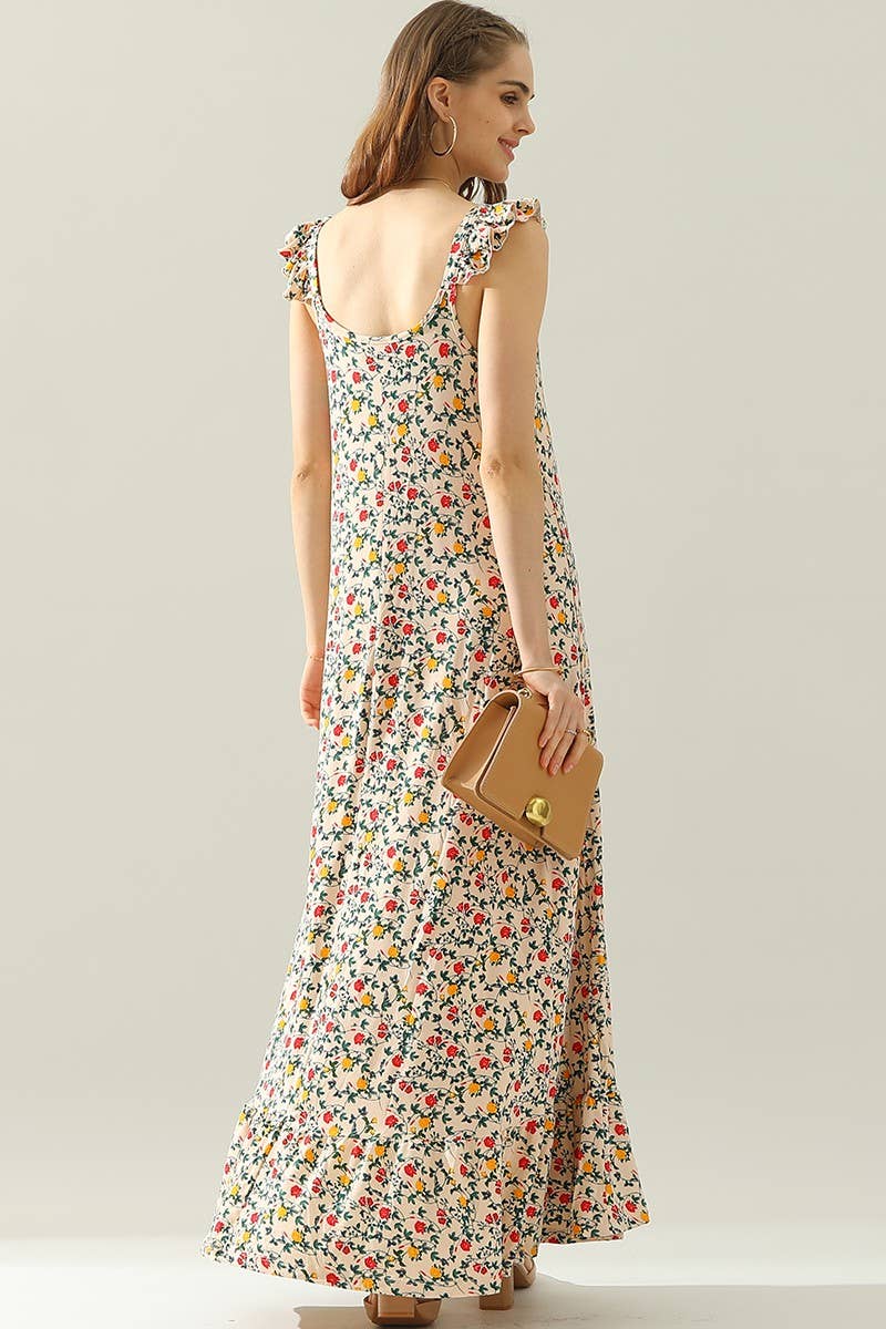 CWDMD772_RUFFLE DETAILED SLEEVELESS MAXI DRESS