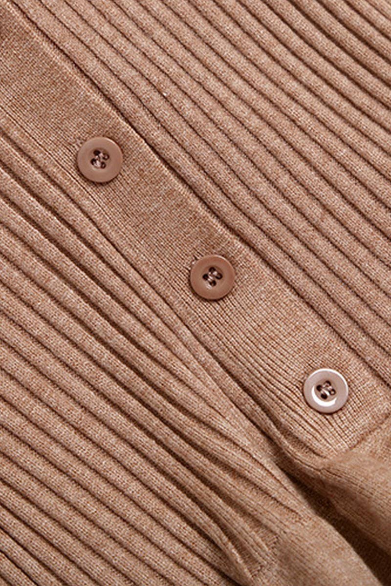 CWDMD4015_V-NECK WAIST BELOW KNEE LONG KNITTED DRESS