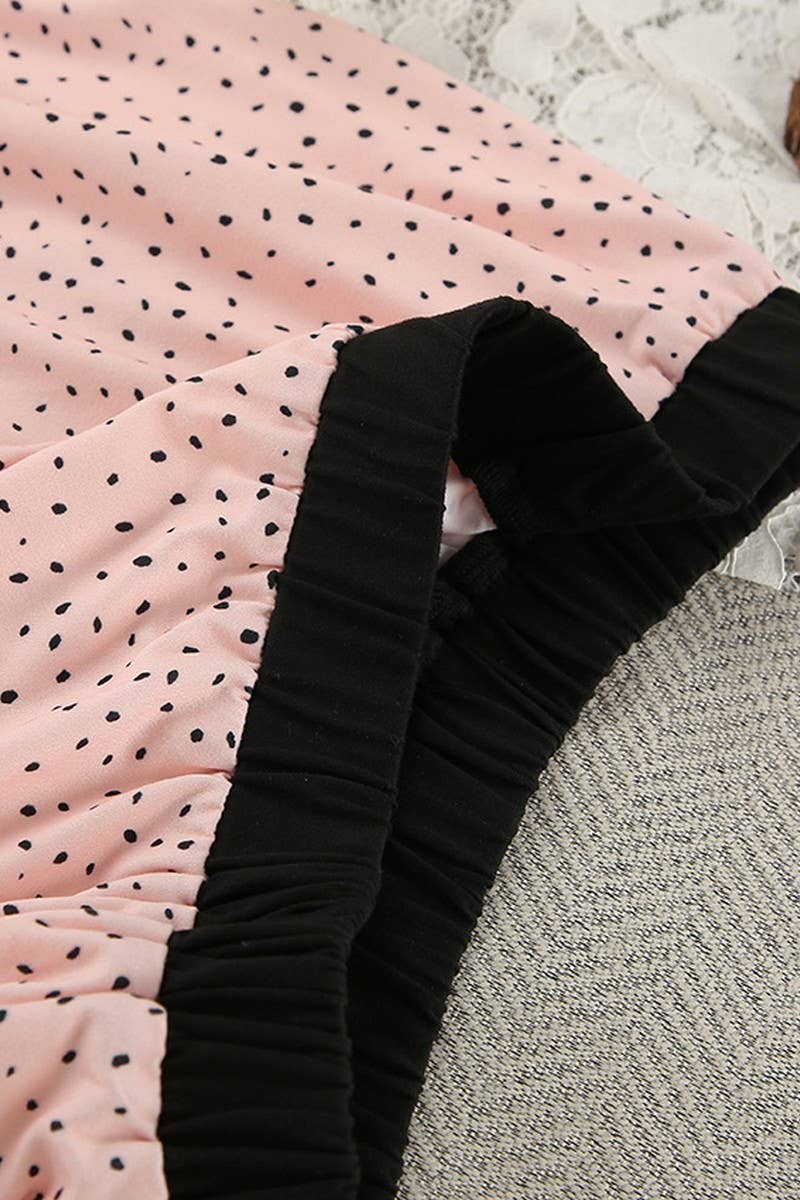 CWSPJ0377_PRINTED POLKA DOT SHORT SLEEVE SHORTS PAJAMA SET