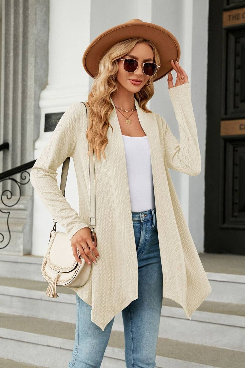 CWOCAL2125_LONG SLEEVE KNIT CARDIGAN WITHOUT BUTTON SHORT