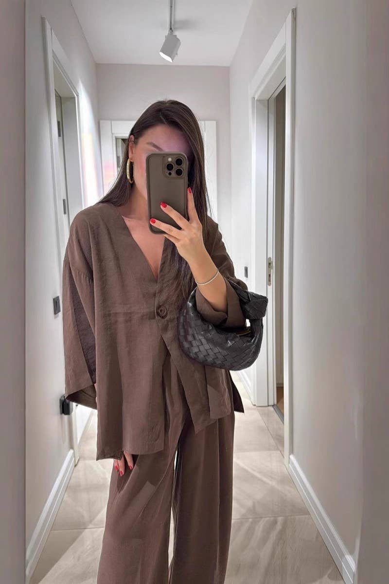 CWSTB00377_V-NECK LONG-SLEEVED TOP AND TROUSERS SUIT