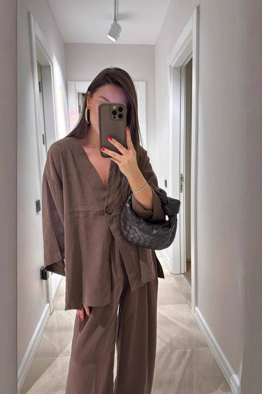 CWSTB00377_V-NECK LONG-SLEEVED TOP AND TROUSERS SUIT